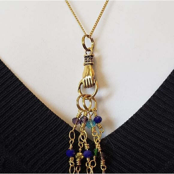 ARTISAN Goldtone Dangling Beads Necklace - Picture 2 of 7